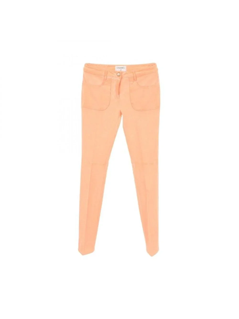 Chanel Pants CC Logo Pearl Button Skinny Cotton